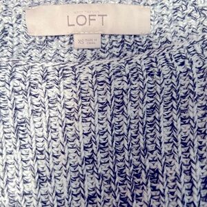 LOFT - 100% Cotton Leightweight Knit Earl Gray and White Cardigan, Never Worn